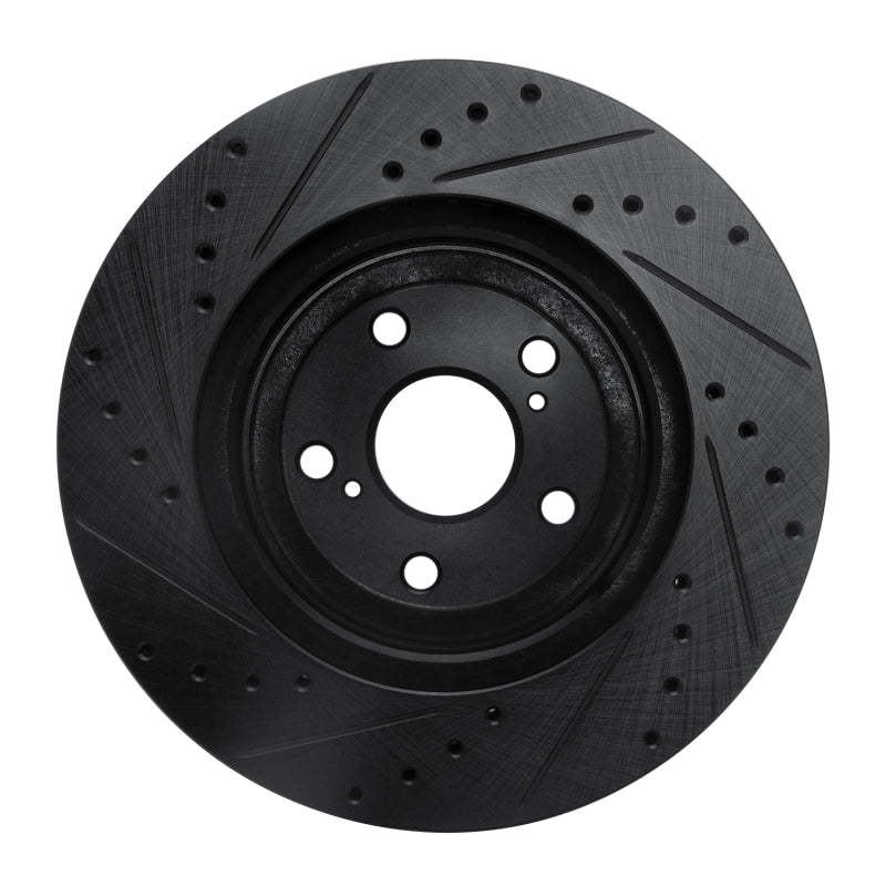R1 Concepts R1 04-09 Lexus RX350 Front Right Drilled & Slotted Black Brake Rotor