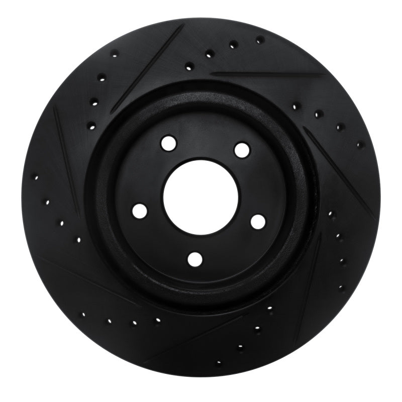R1 Concepts R1 19-24 Infiniti QX50 Rear Right Drilled & Slotted Black Brake Rotor