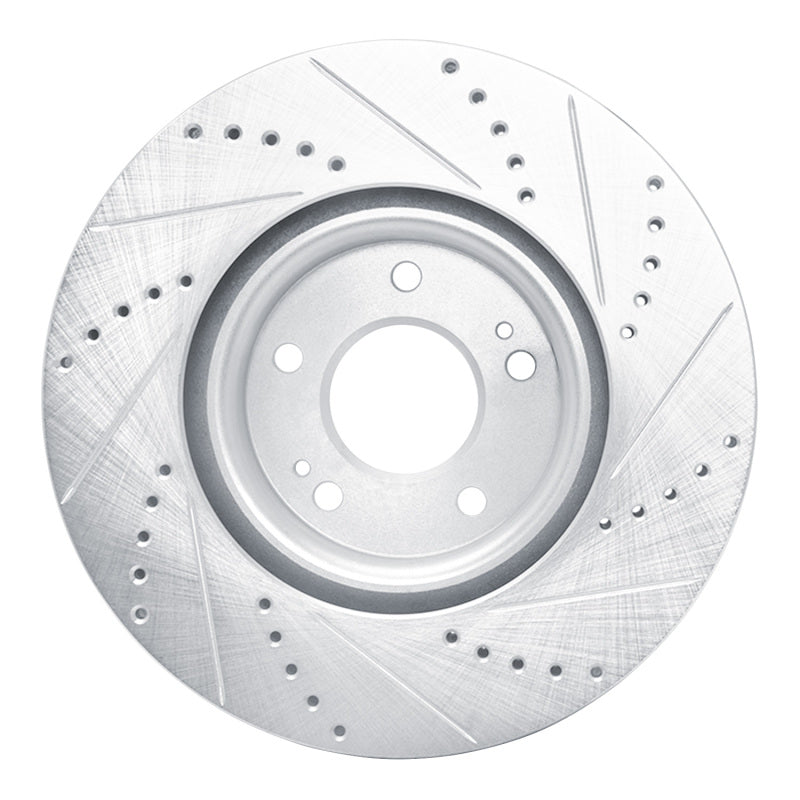 R1 Concepts R1 03-06 Mitsubishi Lancer Front Left Drilled & Slotted Silver Brake Rotor