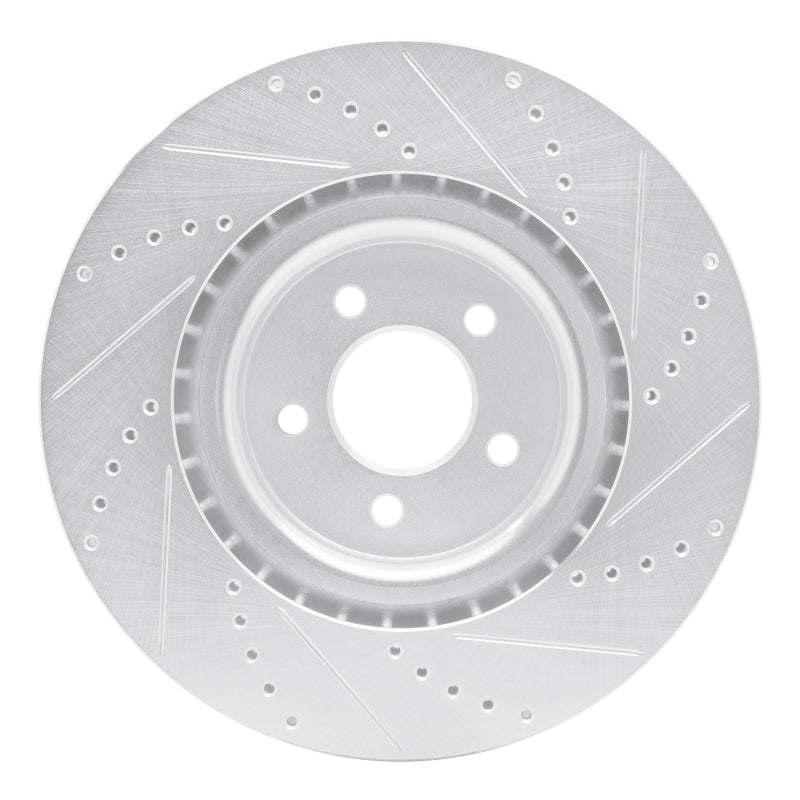 R1 Concepts R1 07-14 Ford Mustang Front Left Drilled & Slotted Silver Brake Rotor