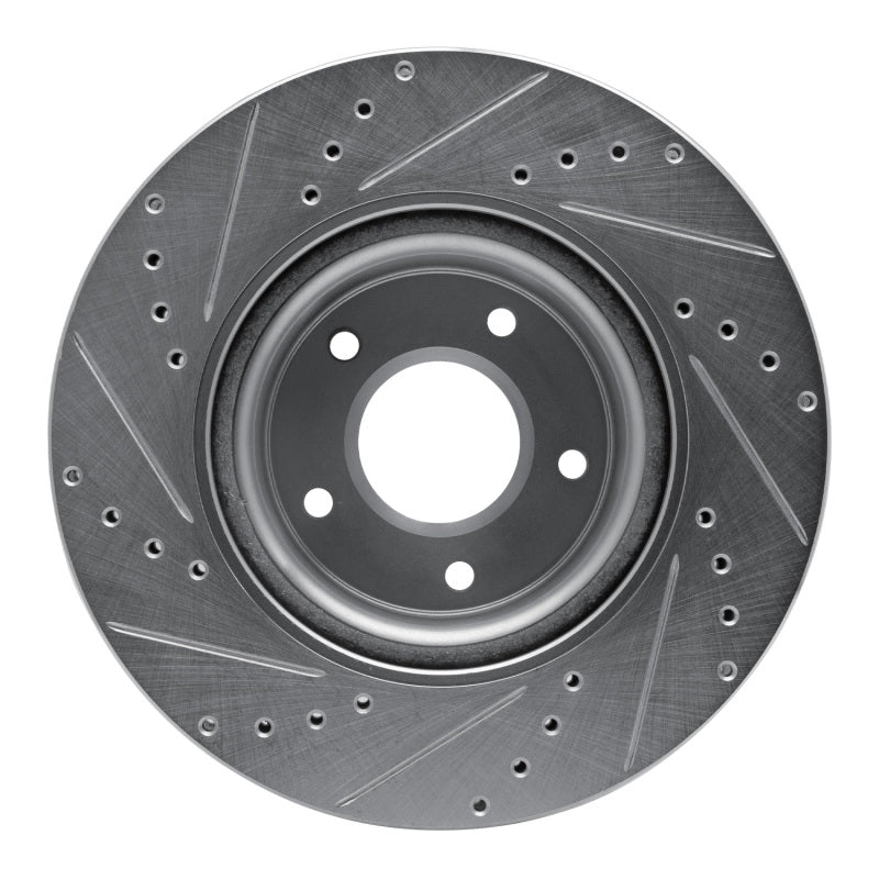 R1 Concepts R1 05-06 Pontiac GTO Front Right Drilled & Slotted Silver Brake Rotor
