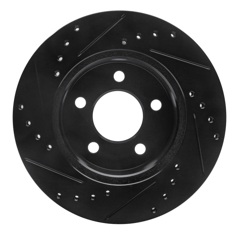 R1 Concepts R1 90-99 Jeep Cherokee Front Right Drilled & Slotted Black Brake Rotor