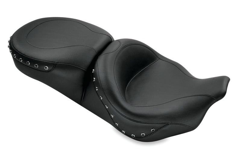 Mustang Motorcycle Mustang 08-21 Electra Glide,Rd Glide,Rd King,Str Glide Touring 1PC Seat w/ Blk Pearl Studs - Black