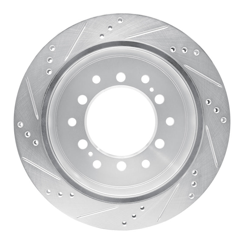 R1 Concepts R1 10-24 Lexus GX460 Rear Right Drilled & Slotted Silver Brake Rotor