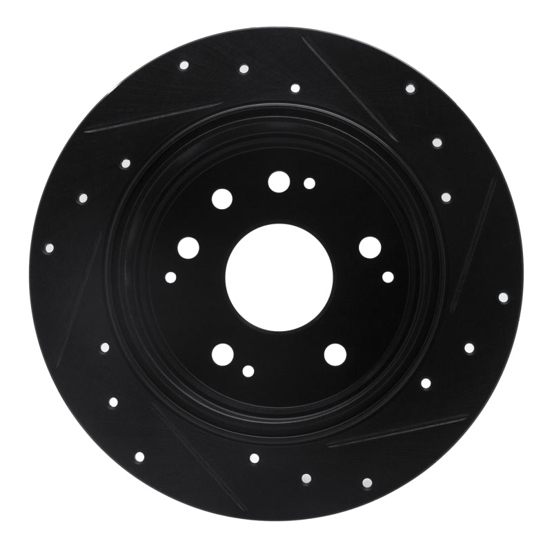R1 Concepts R1 01-03 Acura CL Rear Left Drilled & Slotted Black Brake Rotor