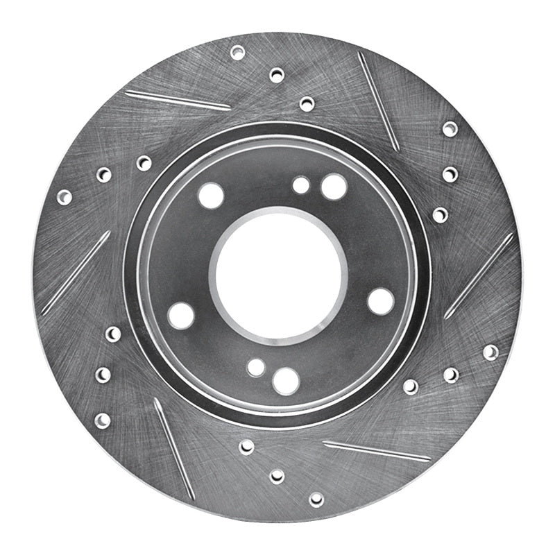 R1 Concepts R1 96-98 Nissan 240SX Front Left Drilled & Slotted Silver Brake Rotor
