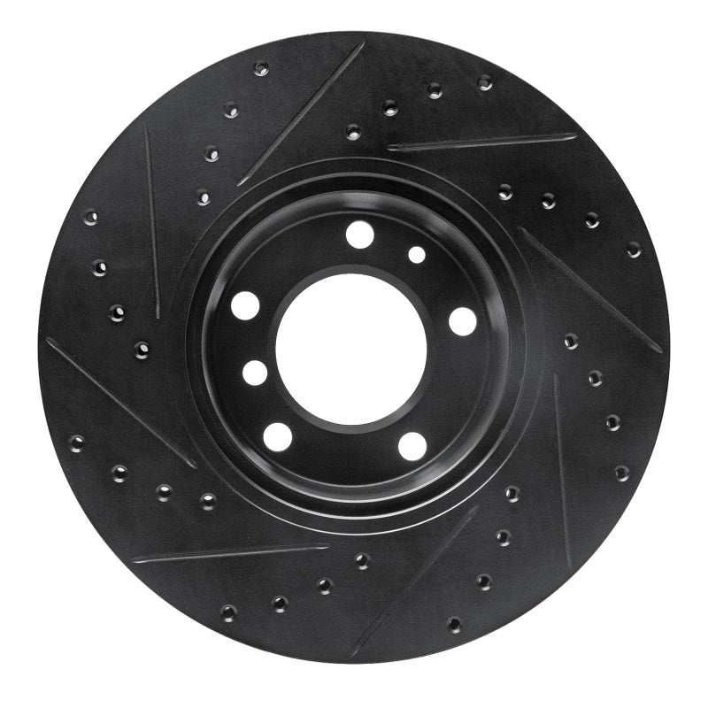 R1 Concepts R1 89-95 BMW 525IT Front Right Drilled & Slotted Black Brake Rotor