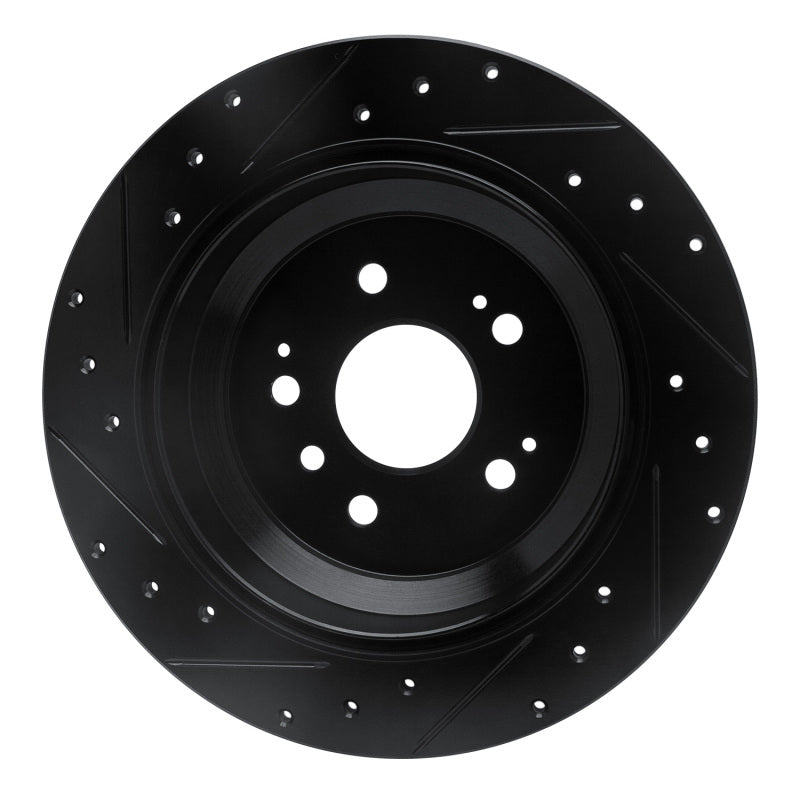R1 Concepts R1 16-25 Honda Ridgeline Rear Right Drilled & Slotted Black Brake Rotor