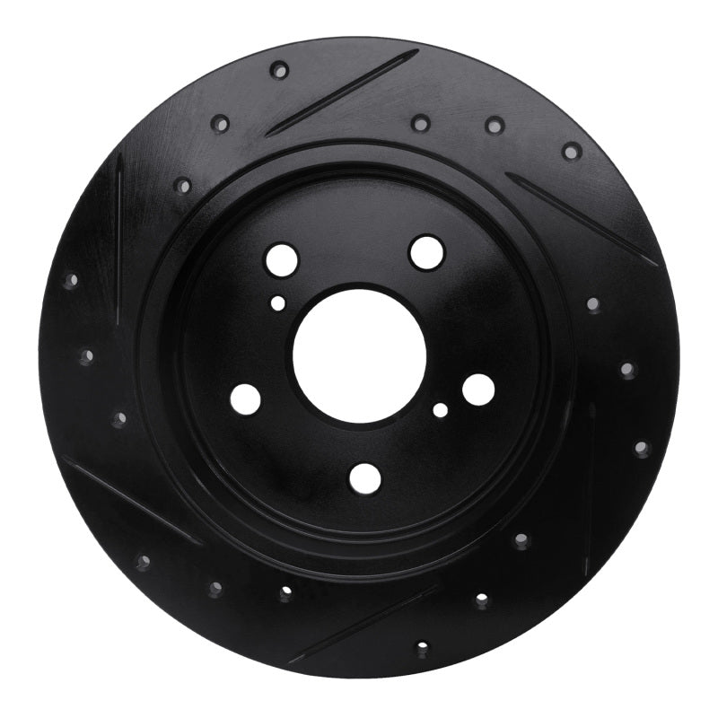 R1 Concepts R1 2015-2025 Lexus ES250 Rear Right Drilled & Slotted Black Brake Rotor