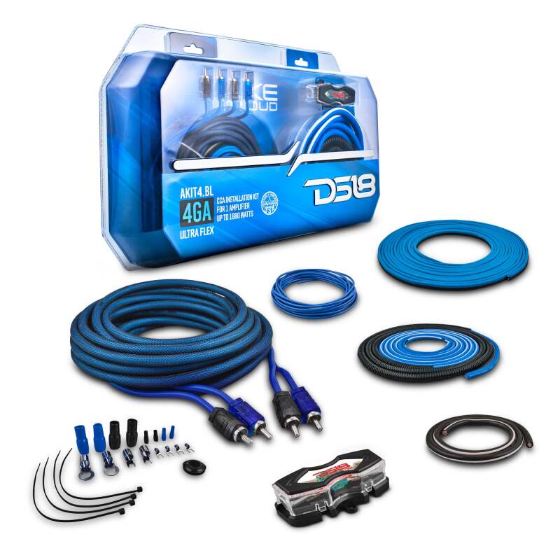 DS18 4-GA Amplifier Install Kit Advance- Blue