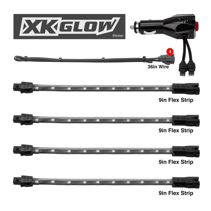 XKGLOW XK Glow Strip Single Color XKGLOW UnderglowLED Accent Light Car/Truck Kit Light Blue - 4x8In