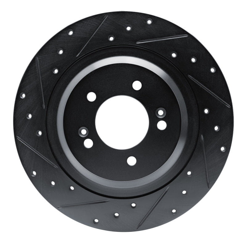 R1 Concepts R1 21-25 Hyundai Sonata Rear Left Drilled & Slotted Black Brake Rotor