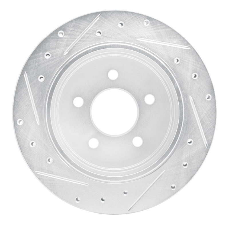 R1 Concepts R1 03-11 Ford Crown Victoria Rear Right Drilled & Slotted Silver Brake Rotor