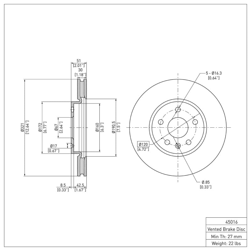 DFC 10-25 Buick Regal Front Brake Rotor