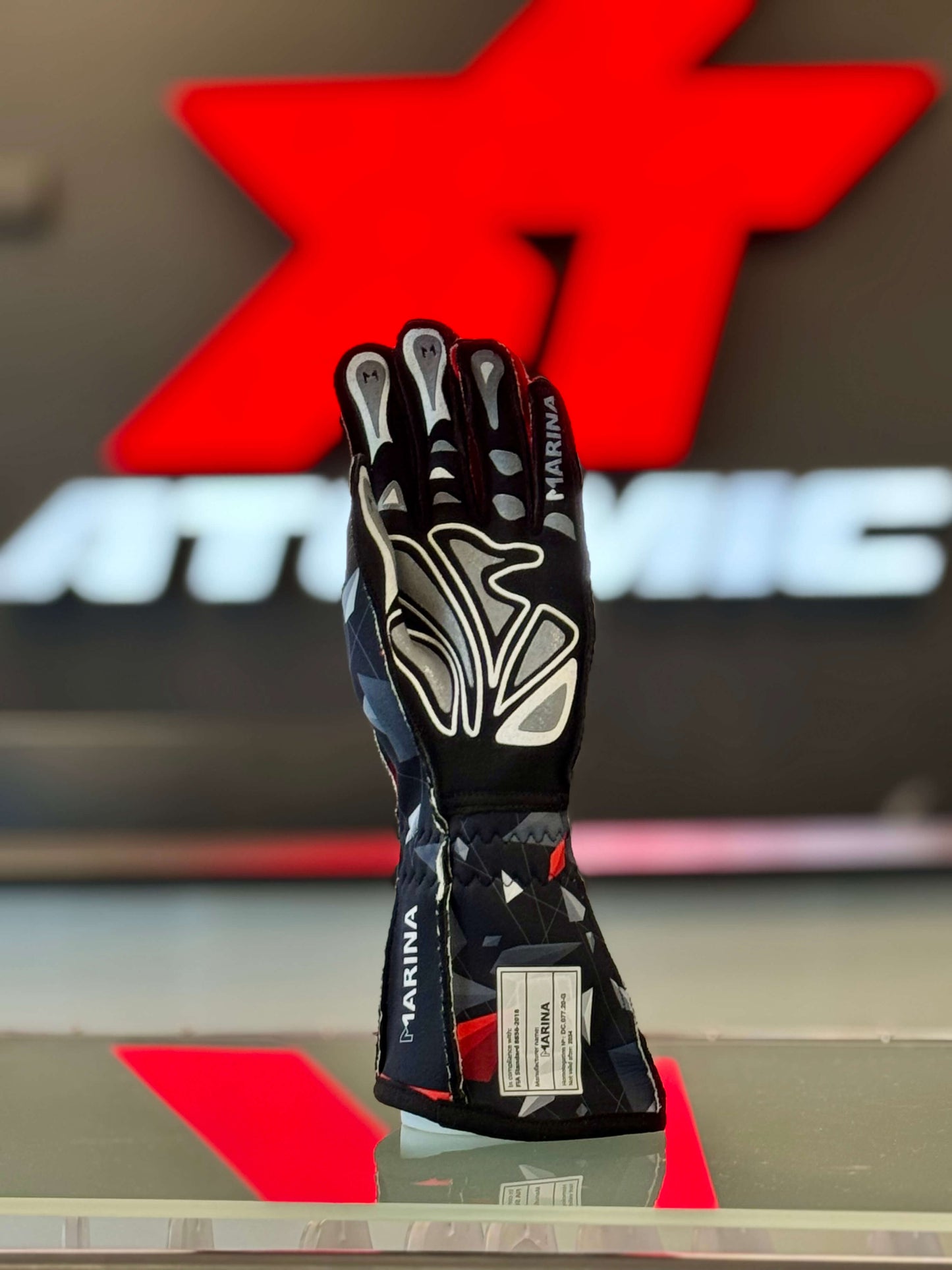 ARD R82-500-M RACING GLOVES ATOMIC NURBURGRING EDITION FIA 8856-2018 BLACK/RED SIZE M (OFFICIALLY LICENSED NURBURGRING PRODUCT)