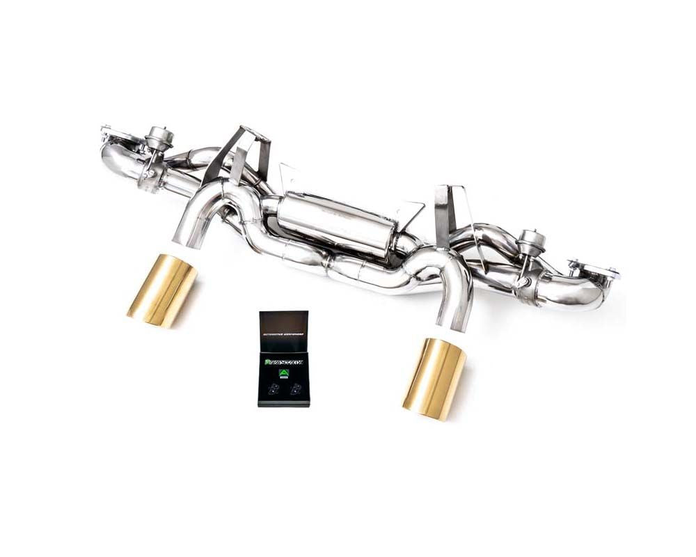 Armytrix Valvetronic Exhaust System Porsche 718 Cayman GT4 RS OPF 2022+ with Gold Tips