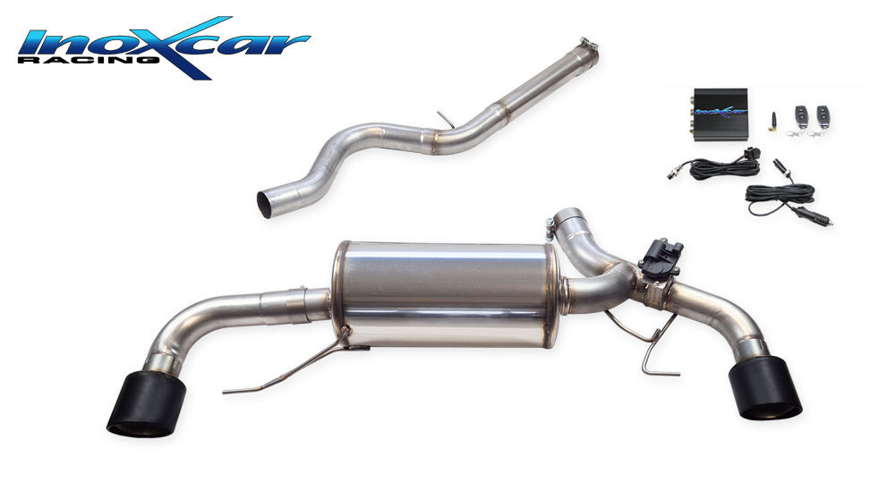 InoXcar VALV.BMG42.01.XR10BLACKMATT BMW G42 SERIE 2 Direct Central Pipe + Rear Silencer With End Pipe Diam. 100 X-Race Black Matt Dx+Sx + Valve With Electric Engine + Remote Control