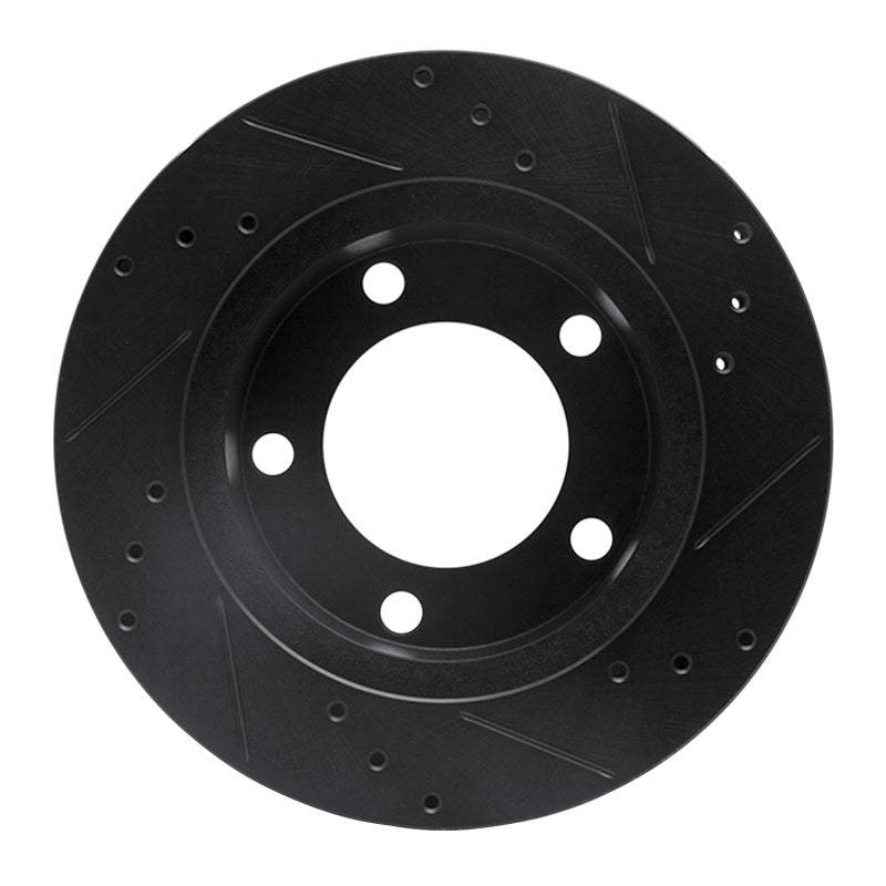 R1 Concepts R1 76-93 Ford F-150 4WD Front Left Drilled & Slotted Black Brake Rotor