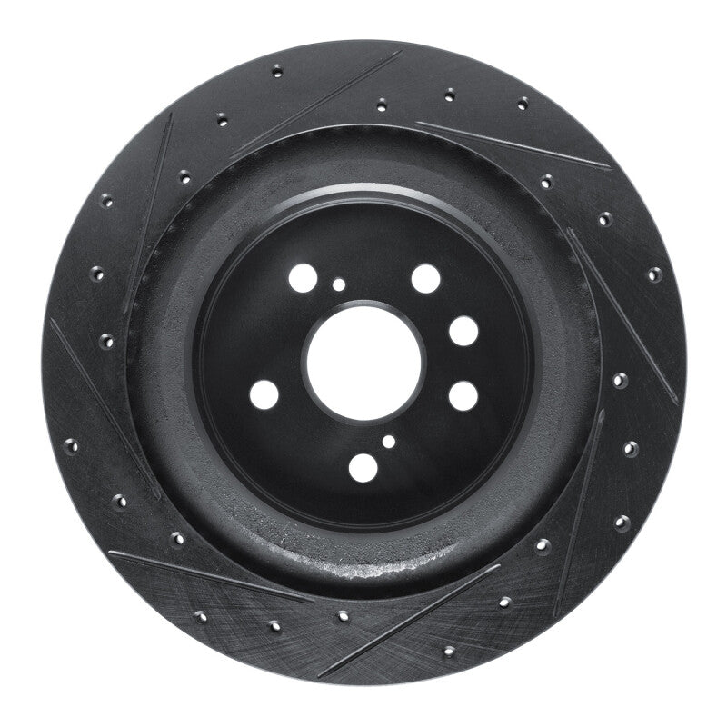 R1 Concepts R1 2020-2025 Lexus RX450h+ Rear Right Drilled & Slotted Black Brake Rotor