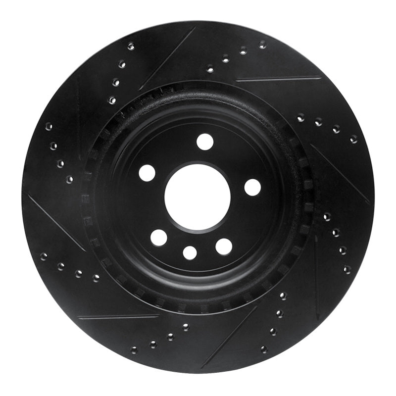R1 Concepts R1 2017-2020 Jaguar I-Pace Rear Right Drilled & Slotted Black Brake Rotor
