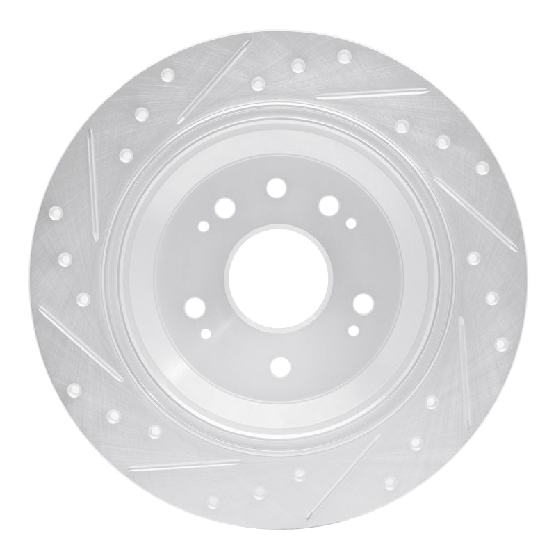 R1 Concepts R1 10-15 Honda Crosstour Rear Right Drilled & Slotted Silver Brake Rotor