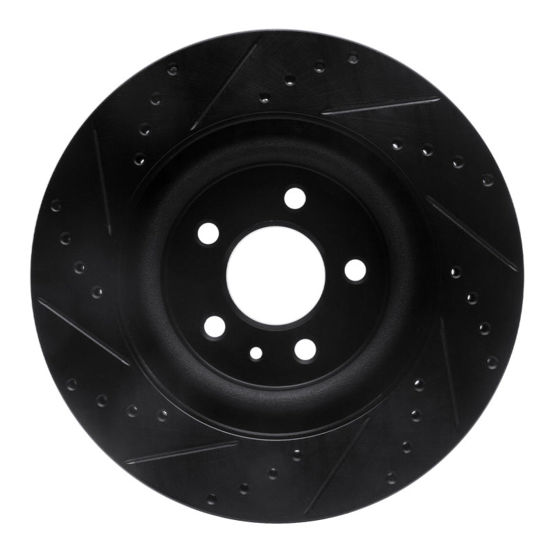R1 Concepts R1 11-14 Ford Mustang Front Right Drilled & Slotted Black Brake Rotor