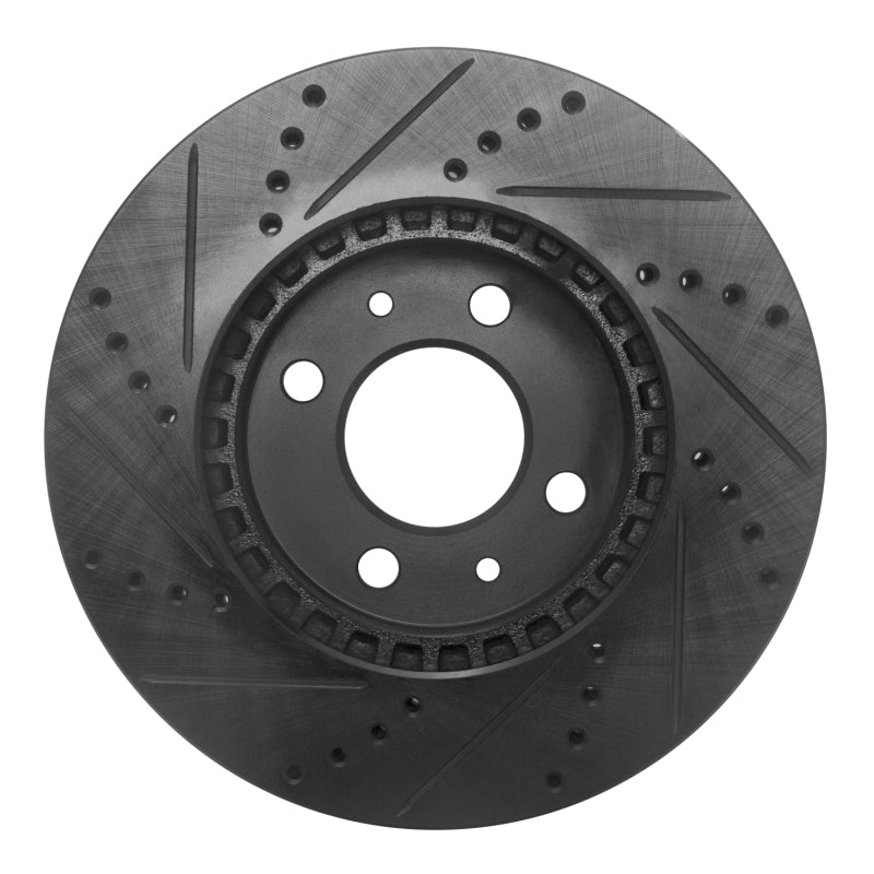 R1 Concepts R1 88-98 Saab 9000 Front Right Drilled & Slotted Black Brake Rotor