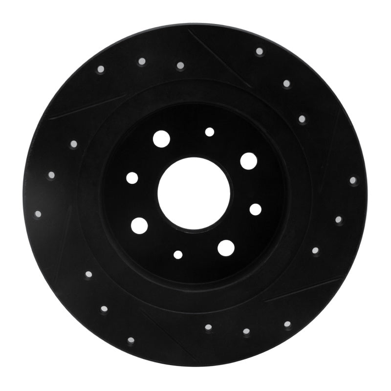 R1 Concepts R1 98-03 Kia Sephia Rear Left Drilled & Slotted Black Brake Rotor