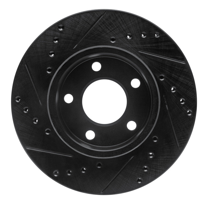 R1 Concepts R1 75-80 Ford Granada Right Rear Drilled & Slotted Black Brake Rotor
