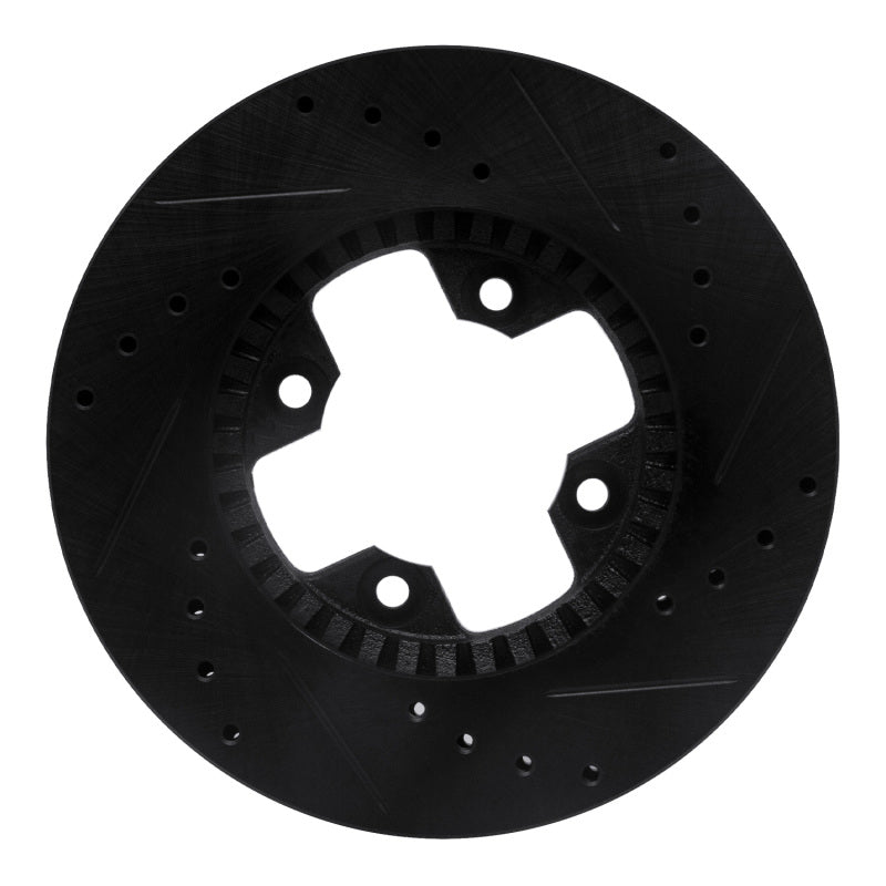 R1 Concepts R1 79-83 Nissan 280ZX Front Left Drilled & Slotted Black Brake Rotor