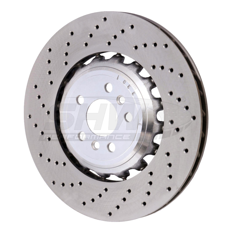SHW Performance SHW 18-21 BMW M5 4.4L Left Rear Cross-Drilled Lightweight Brake Rotor (34217991103)