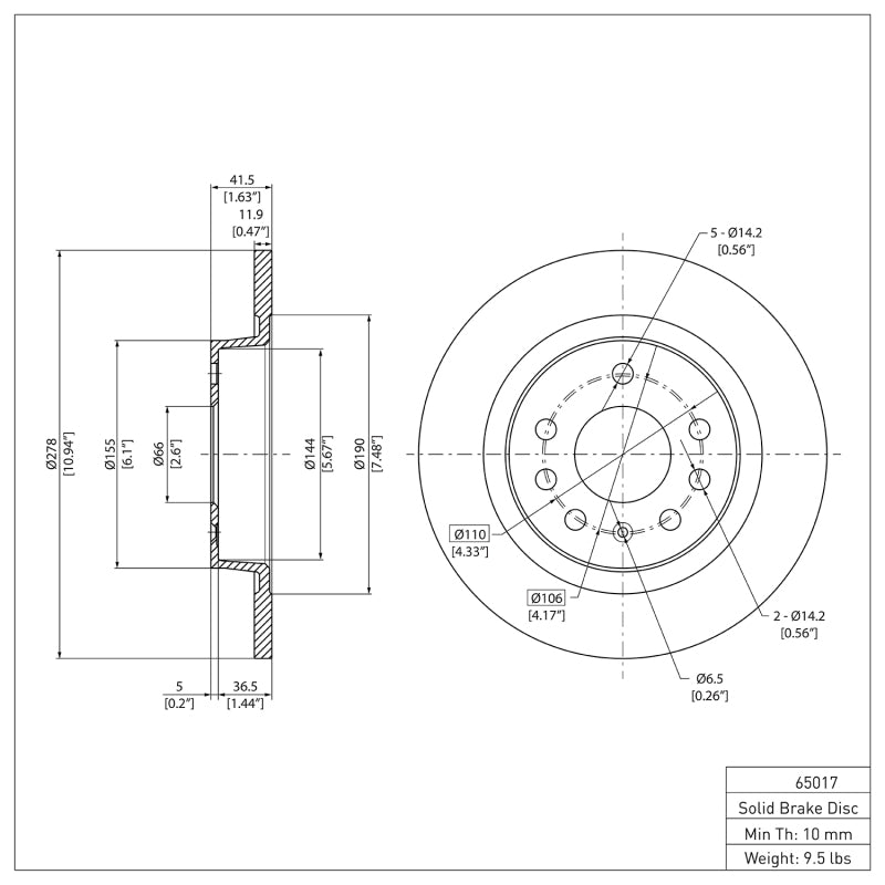 DFC 03-11 Cadillac BLS (Mexico) Rear Brake Rotor