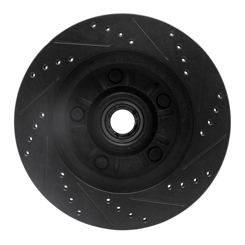 R1 Concepts R1 97-99 Ford F-150 RWD Front Left Drilled & Slotted Black Brake Rotor