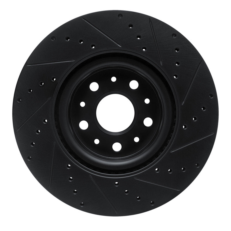 R1 Concepts R1 14-25 Cadillac CTS Front Left Drilled & Slotted Black Brake Rotor