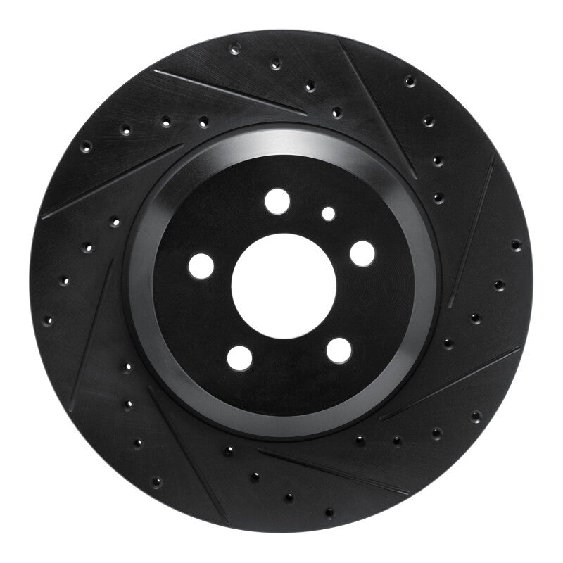 R1 Concepts R1 17-25 Tesla Model 3 Front Right Drilled & Slotted Black Brake Rotor