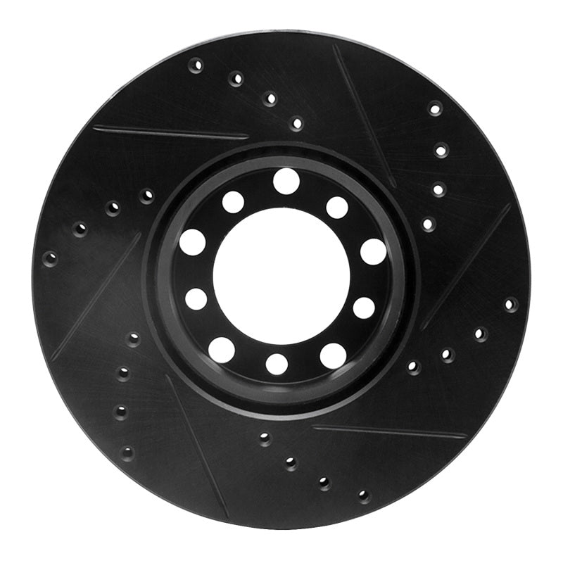 R1 Concepts R1 79-85 Mercedes-Benz 380SL Front Left Drilled & Slotted Black Brake Rotor