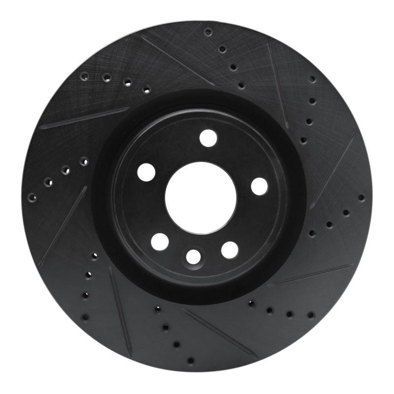 R1 Concepts R1 20-20 Jaguar F-Pace Front Right Drilled & Slotted Black Brake Rotor