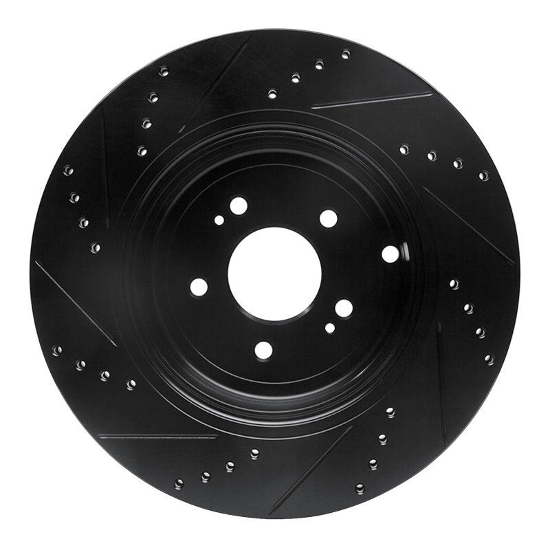 R1 Concepts R1 18-25 Genesis G70 Rear Right Drilled & Slotted Black Brake Rotor