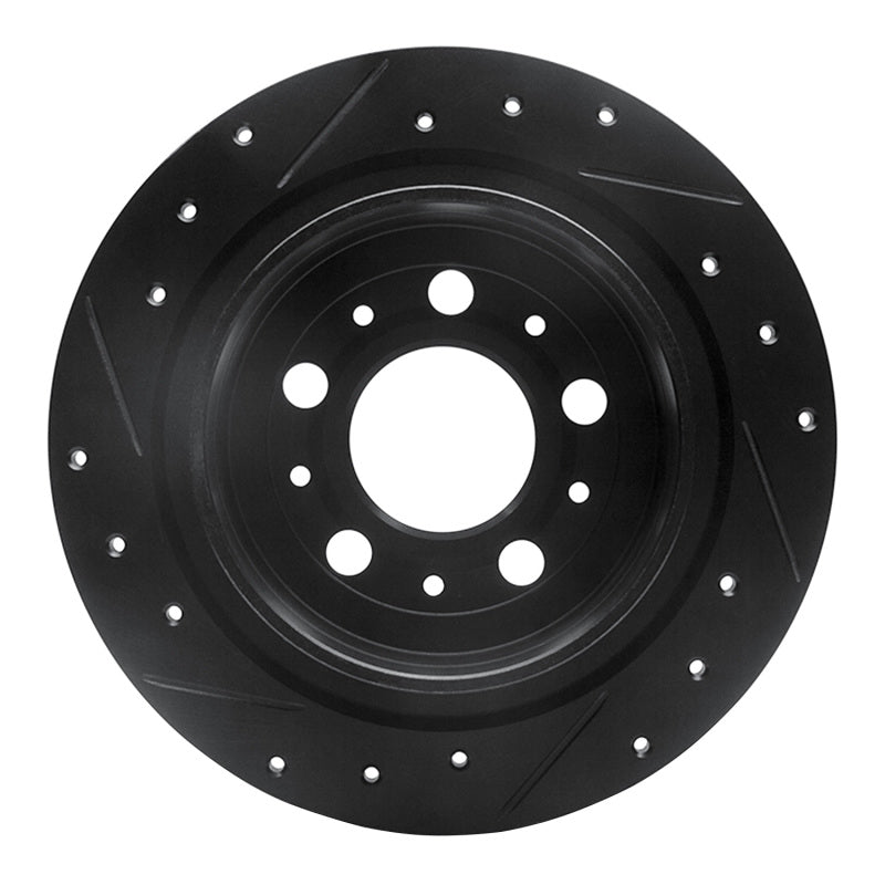 R1 Concepts R1 97-98 Volvo V90 Rear Right Drilled & Slotted Black Brake Rotor