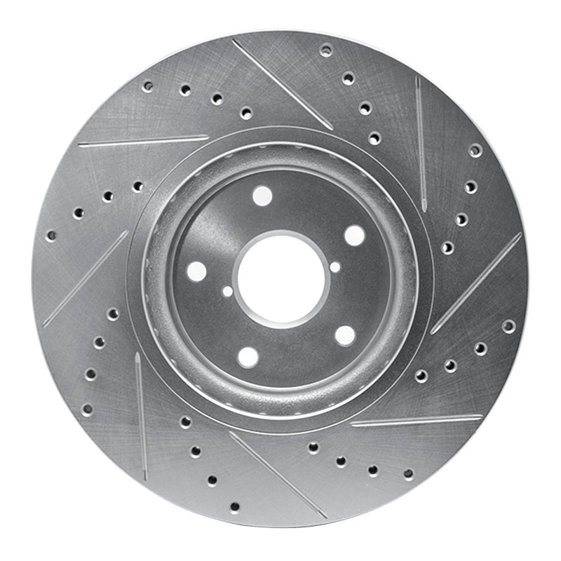 R1 Concepts R1 06-21 Subaru Legacy Front Left Drilled & Slotted Silver Brake Rotor