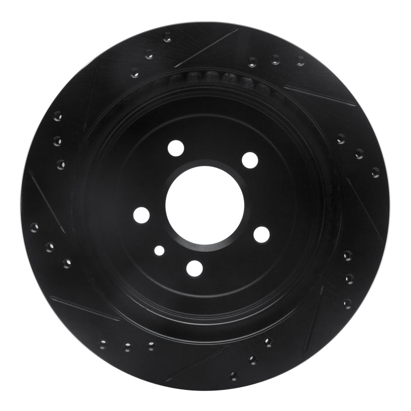 R1 Concepts R1 13-19 Cadillac ATS Rear Right Drilled & Slotted Black Brake Rotor