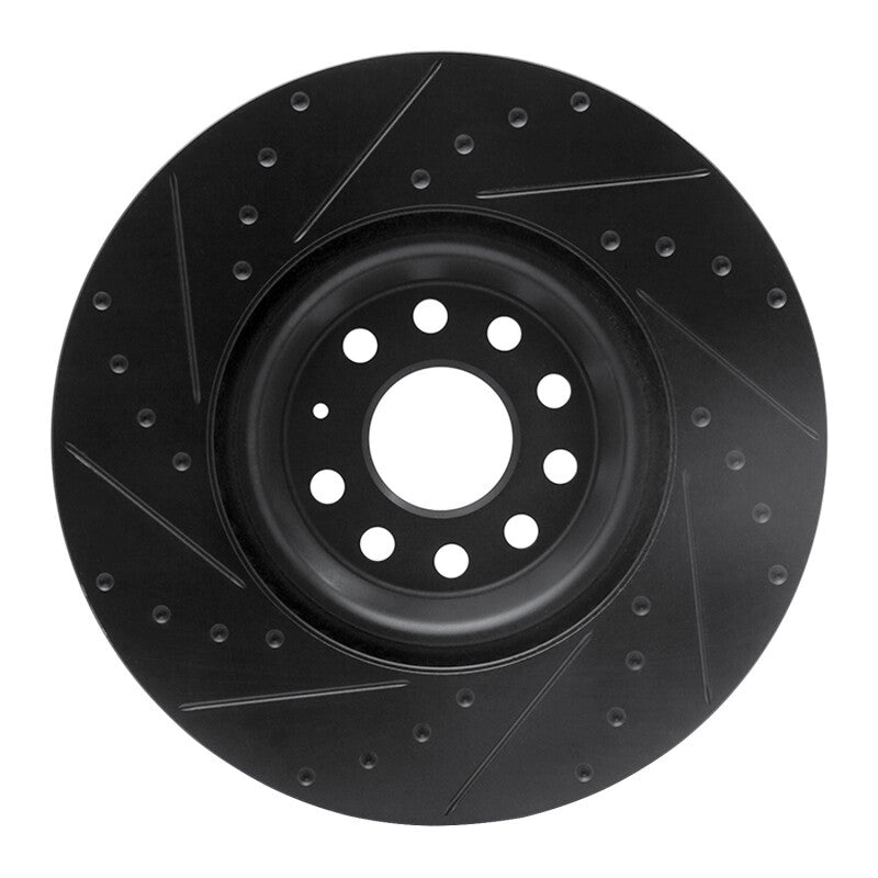 R1 Concepts R1 2022+ Volkswagen GTI Mk 8 Front Right Drilled & Slotted Black Brake Rotor