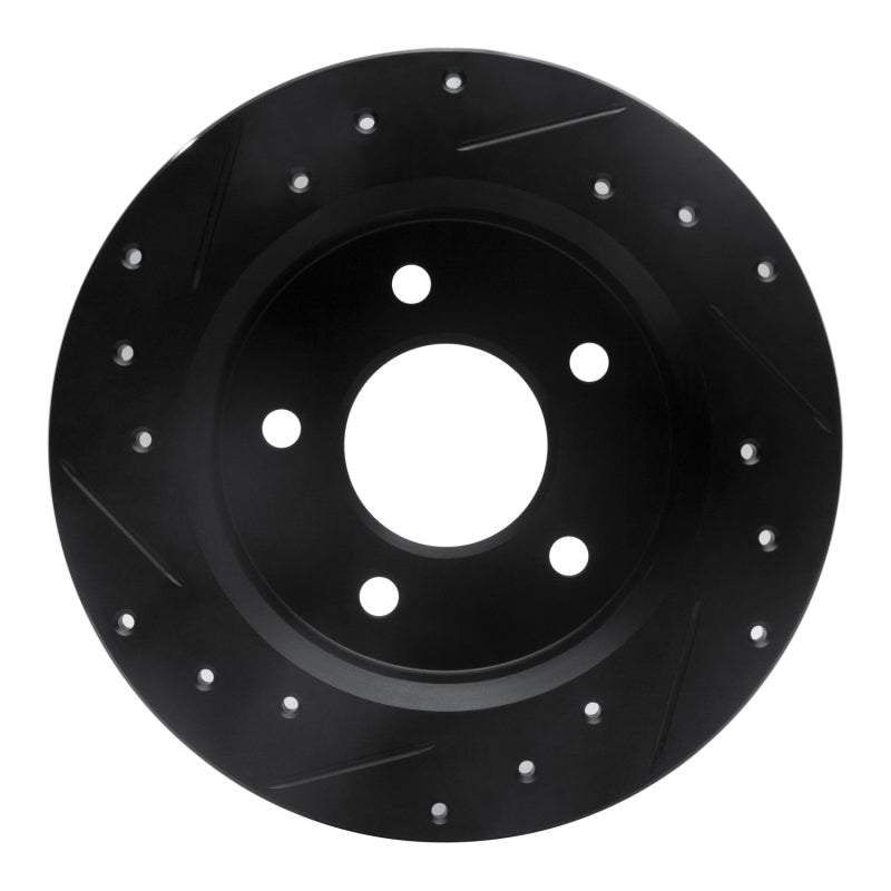 R1 Concepts R1 84-88 Pontiac 6000 Rear Right Drilled & Slotted Black Brake Rotor
