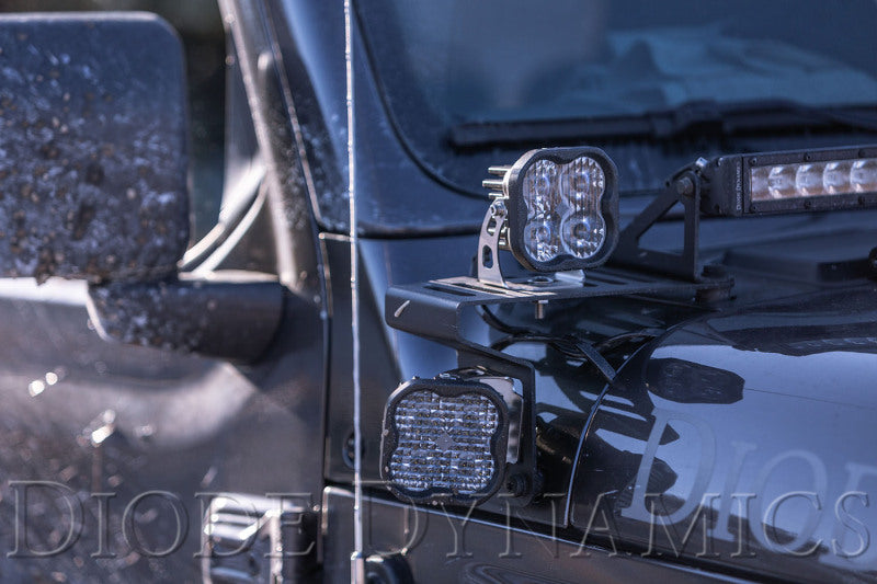 Diode Dynamics 18-21 Jeep JL Wrangler/Gladiator SS6 Cowl LED Bracket Kit - Amber Driving