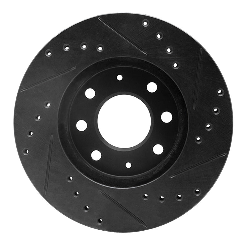 R1 Concepts R1 90-93 Mitsubishi Galant Front Left Drilled & Slotted Black Brake Rotor