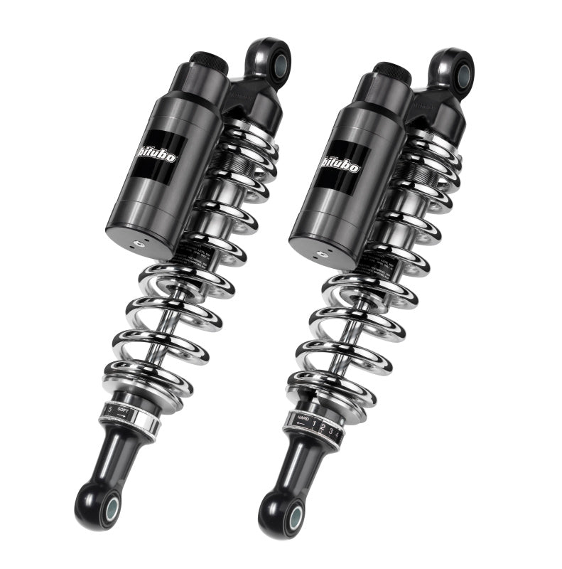 Bitubo Suspension Bitubo WMT0 Twinshocks Adj.: Spring Preload, Reb., Comp., Length 321mm, Piggyback Tank, Chr Edition