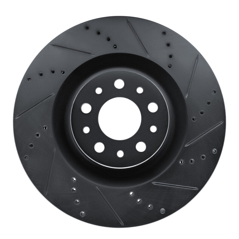 R1 Concepts R1 14-19 Fiat 500L Front Right Drilled & Slotted Black Brake Rotor