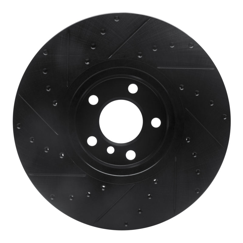 R1 Concepts R1 07-18 BMW X6 Front Right Drilled & Slotted Black Brake Rotor