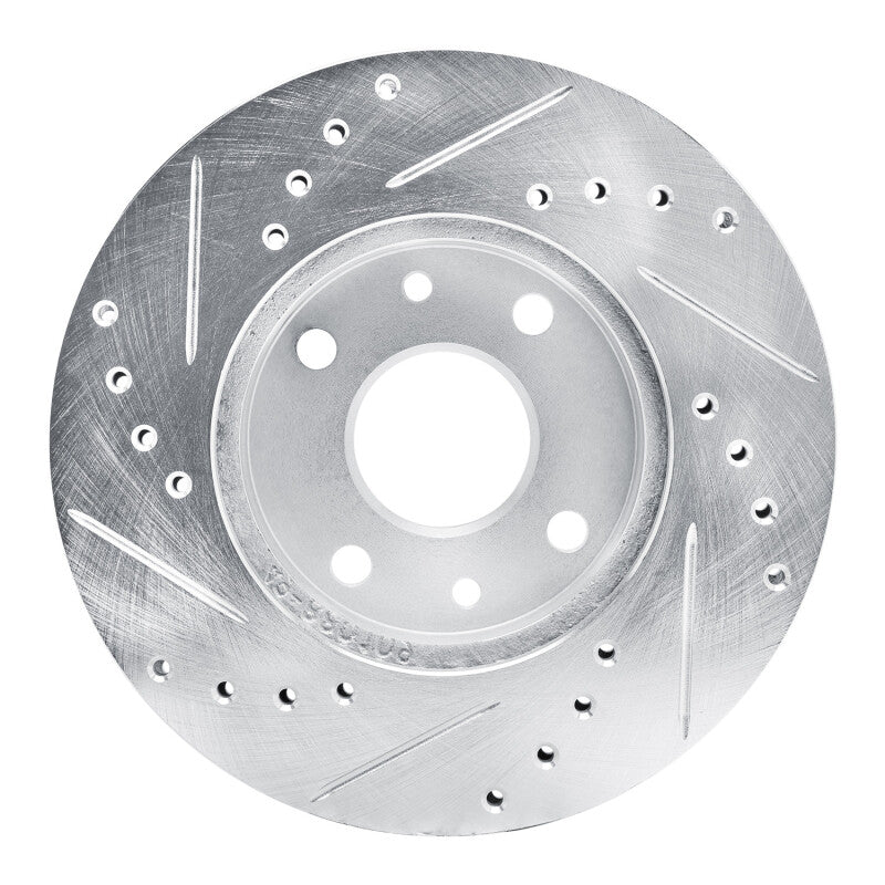 R1 Concepts R1 94-00 Kia SPECTRA Front Right Drilled & Slotted Silver Brake Rotor