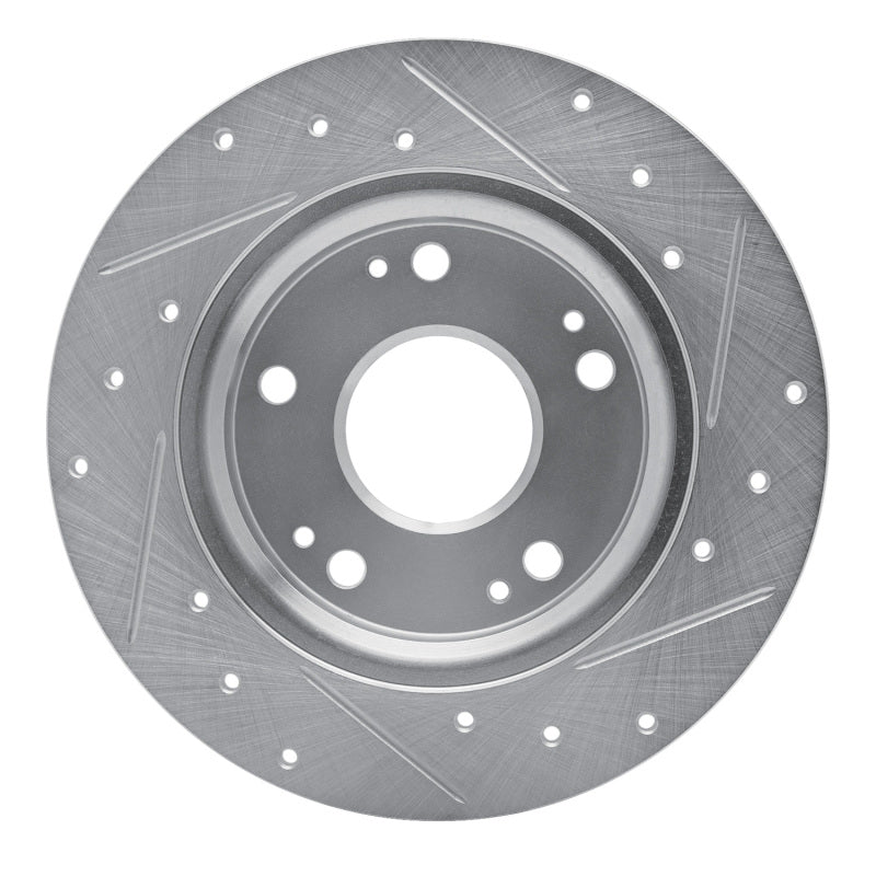 R1 Concepts R1 11-15 Honda CR-Z Rear Left Drilled & Slotted Silver Brake Rotor